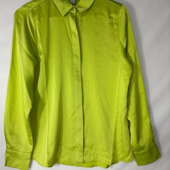 a new day Tops - A New Day Dressy Satin Blouse in Lime Green XS